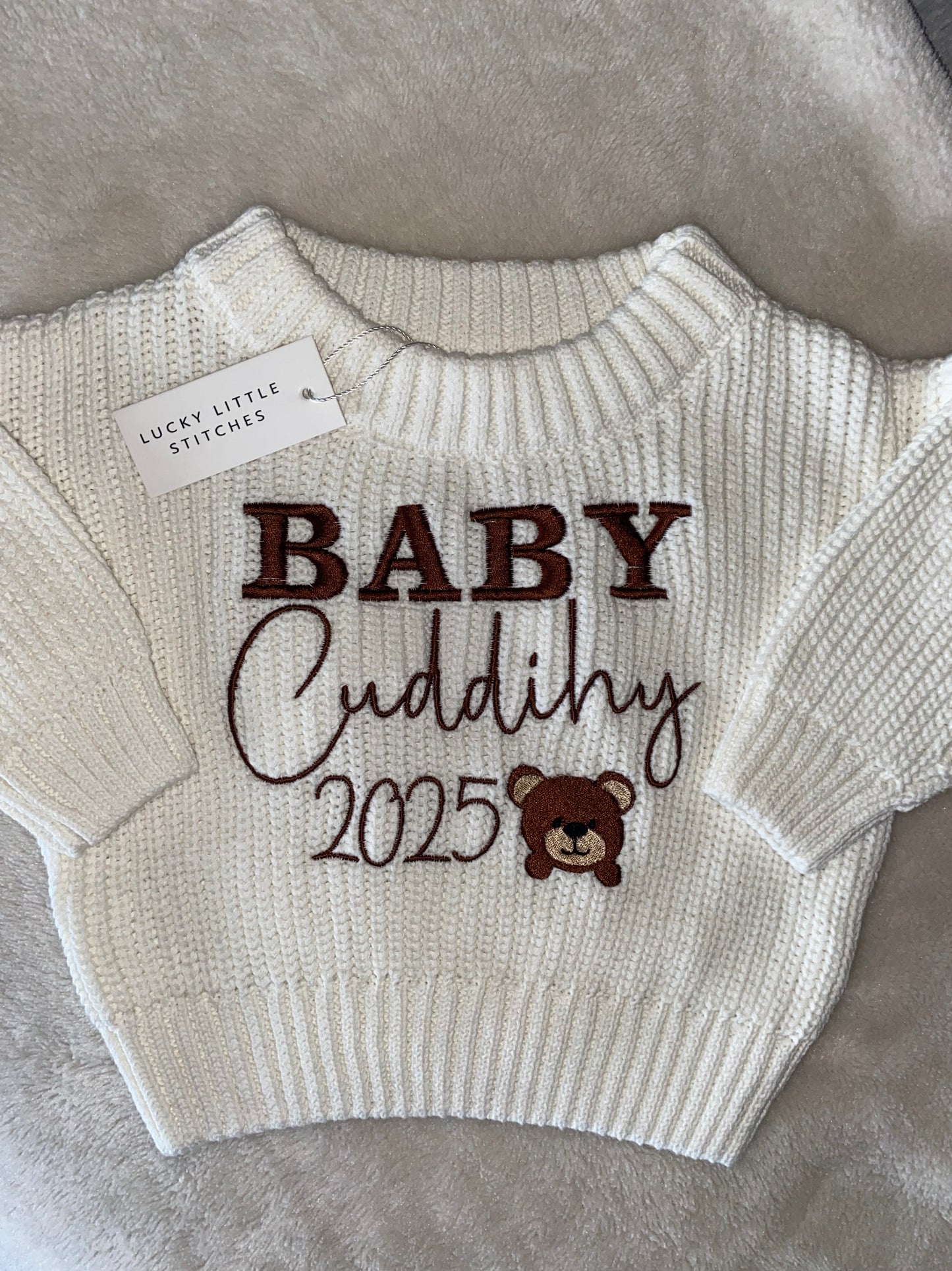 White Baby Announcement Jumper