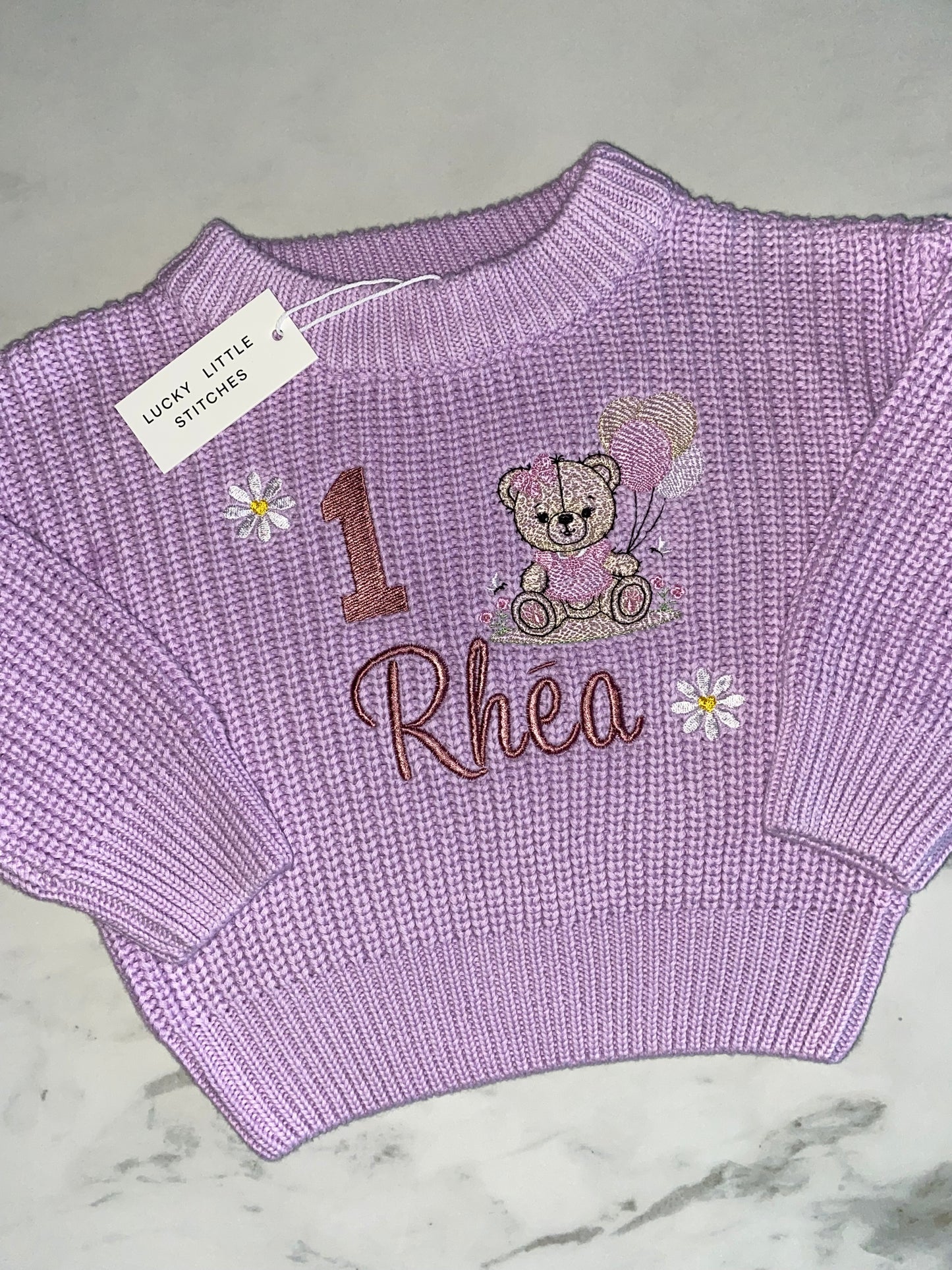 Birthday Cotton Knit - Bear with bow & Balloon