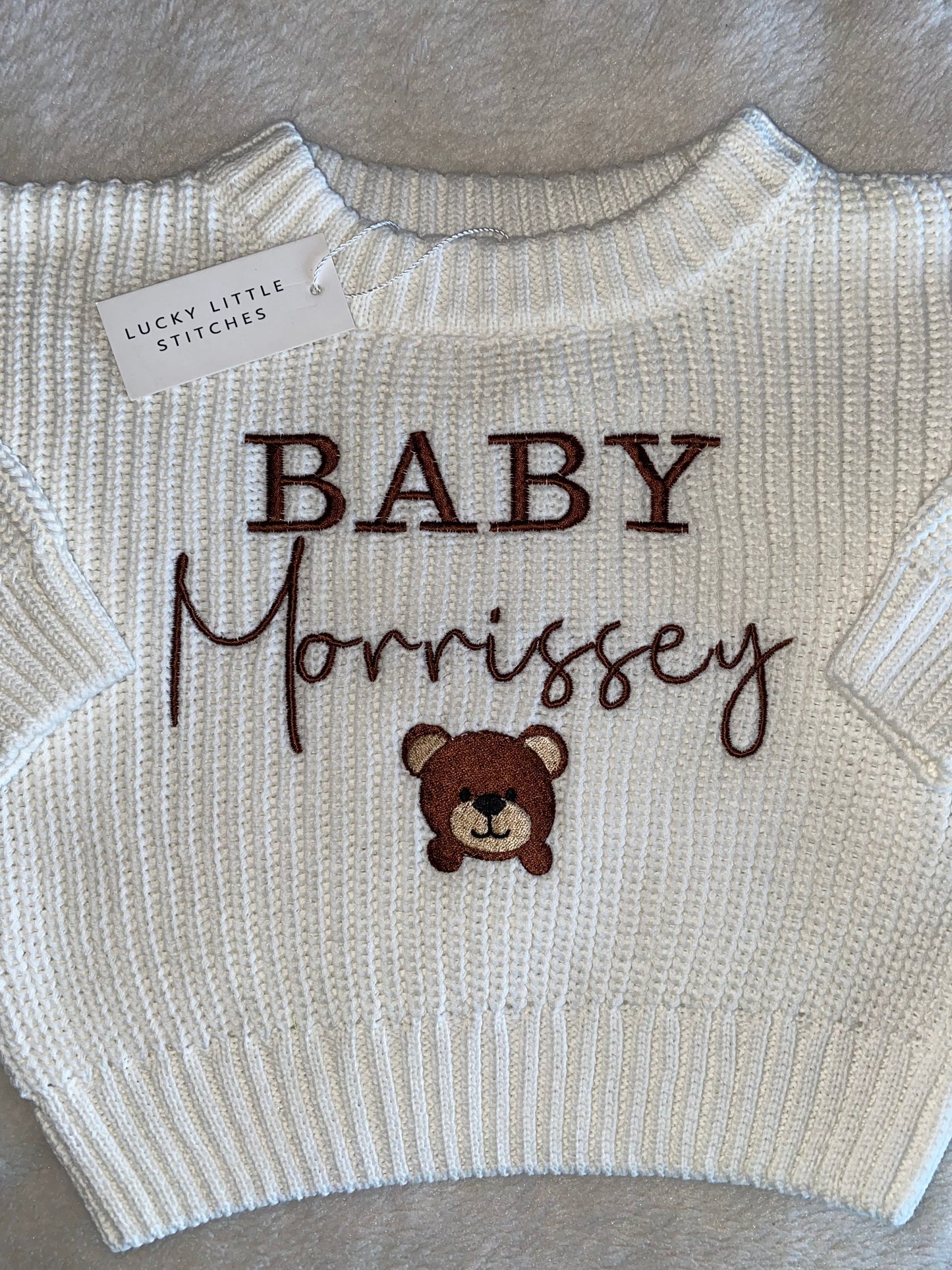 White Baby Announcement Jumper