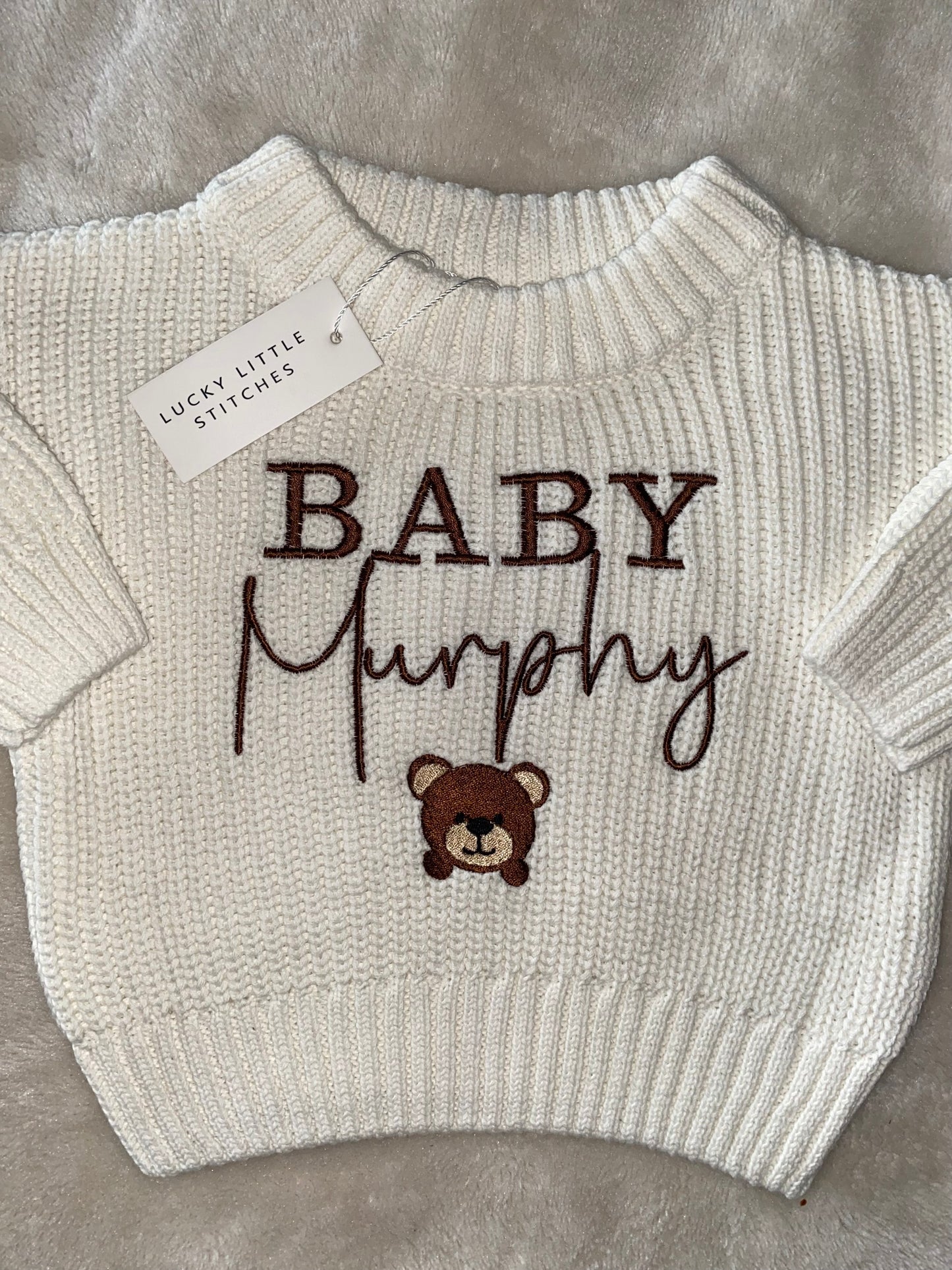 White Baby Announcement Jumper