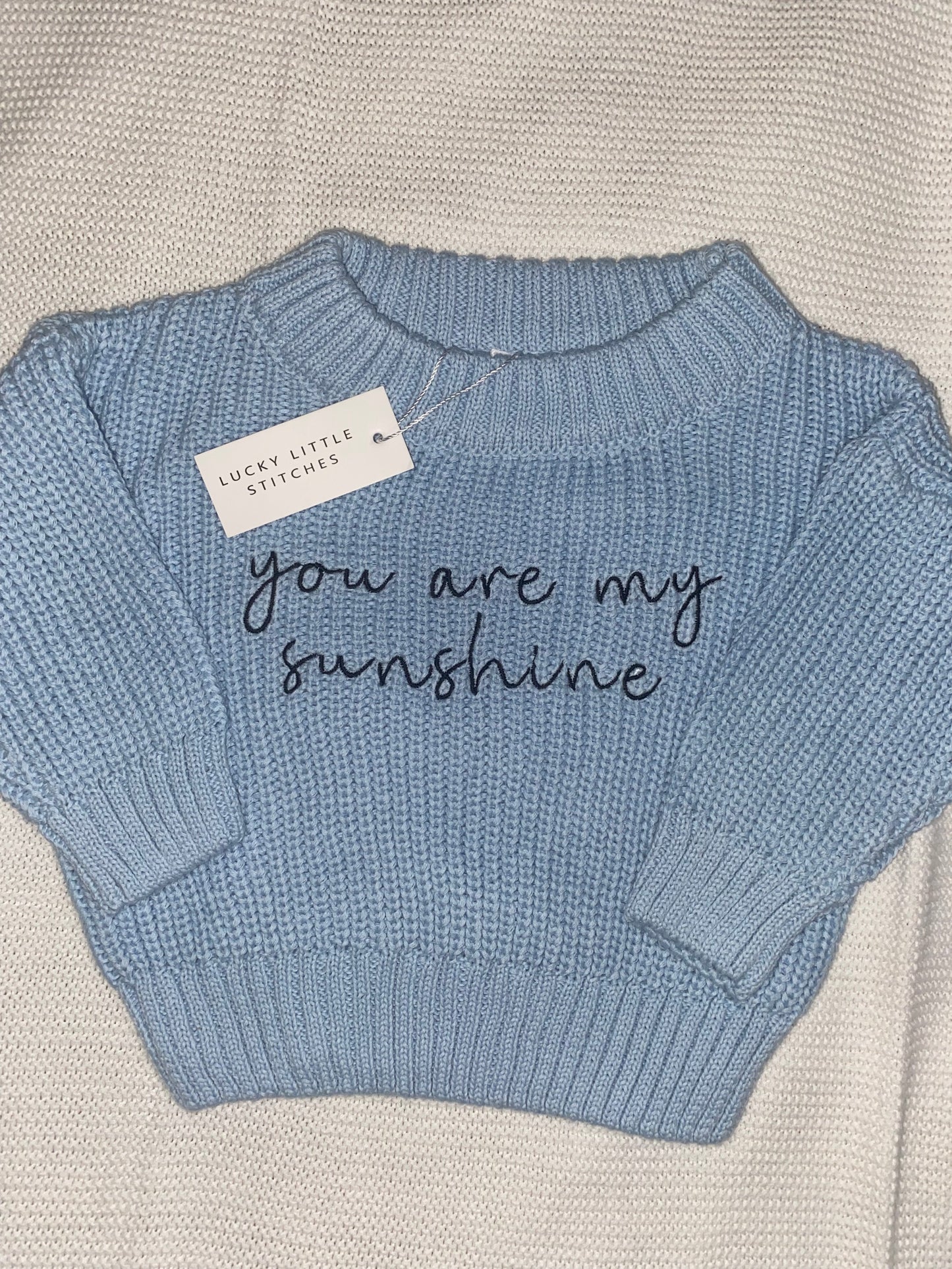 Baby Blue Chunky Cotton Knit Jumper - Personalised
