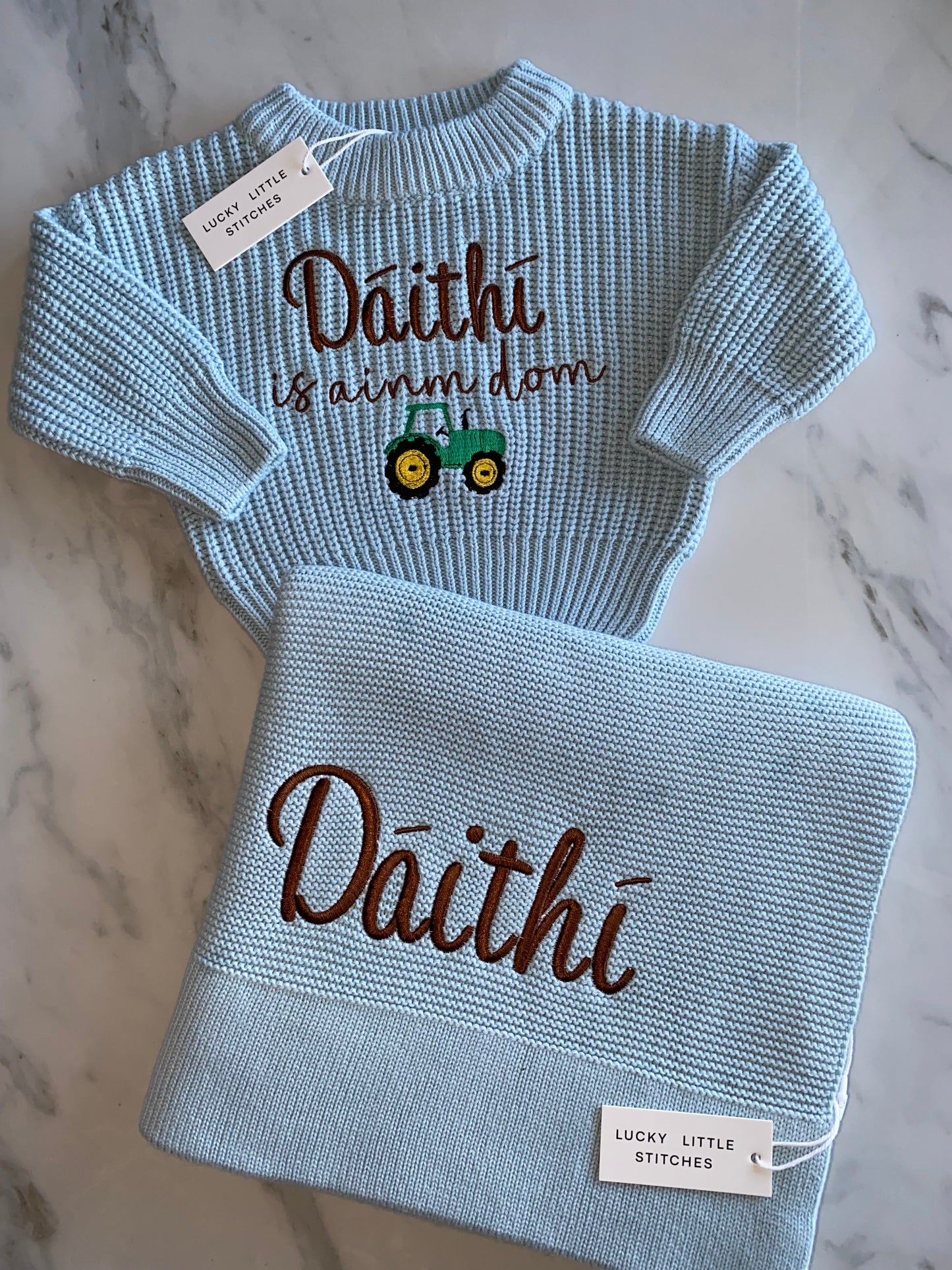 Jumper & Blanket Bundle - Is ainm dom (blue)