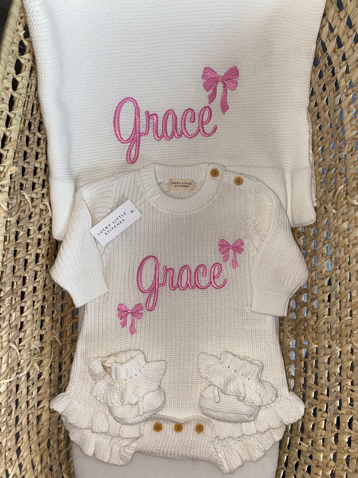 Frilly Romper, Booties & Blanket Bundle
