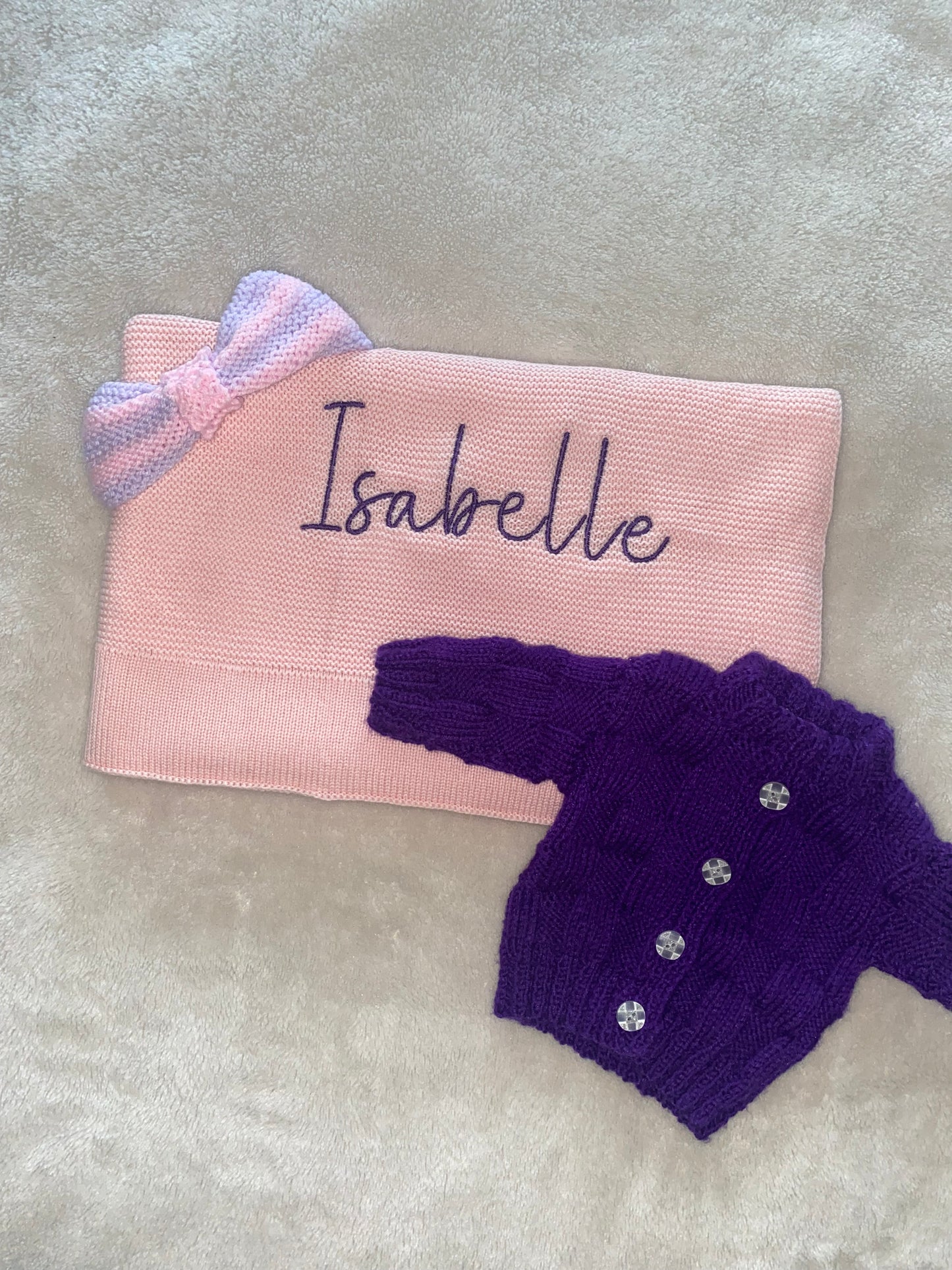 Baby Pink Cotton Knit Blanket - Personalised