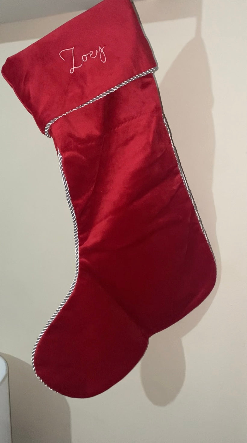 Red Velvet Santa Stockings - Personalised