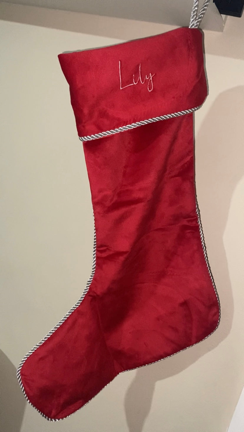 Red Velvet Santa Stockings - Personalised
