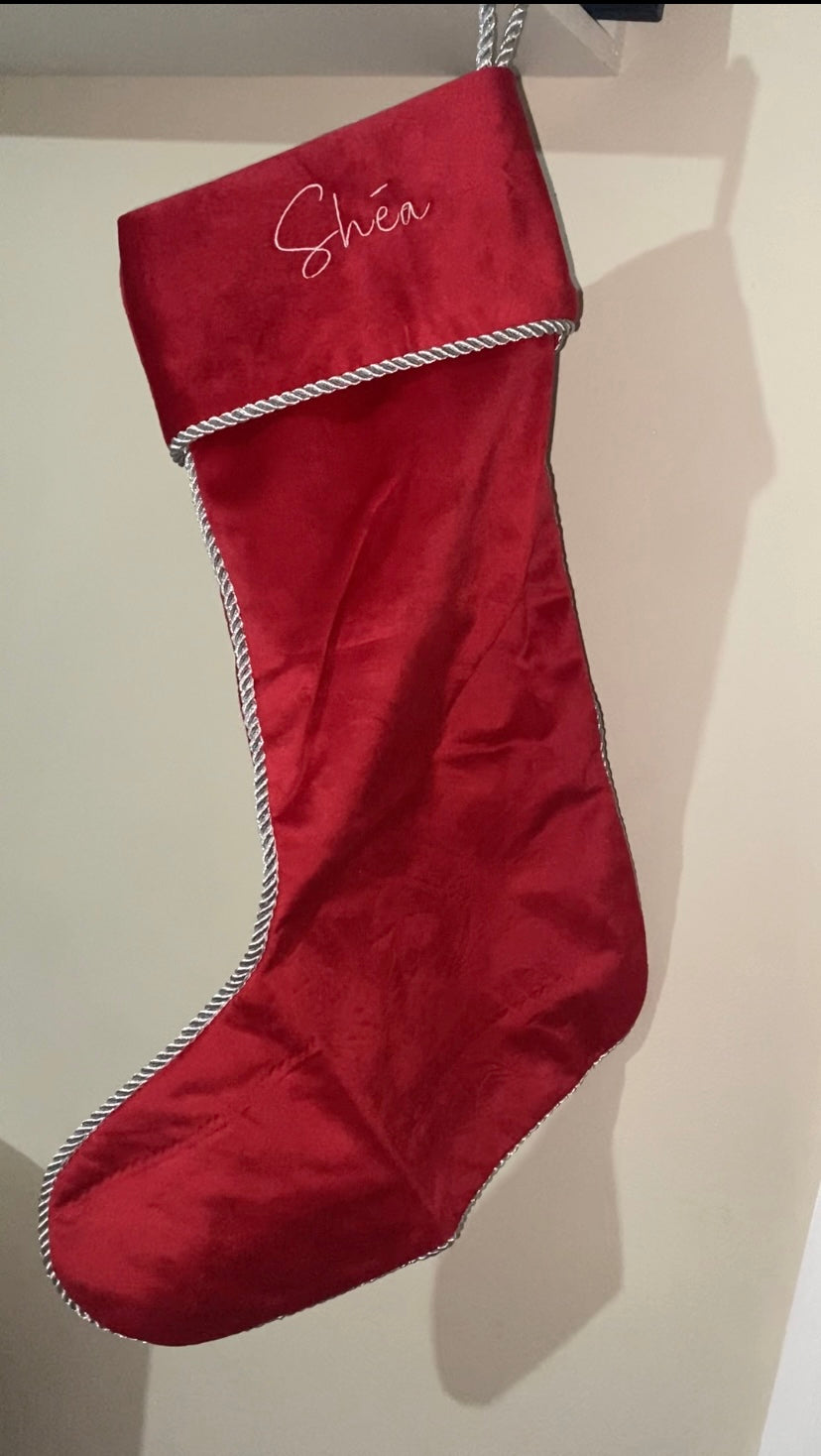 Red Velvet Santa Stockings - Personalised