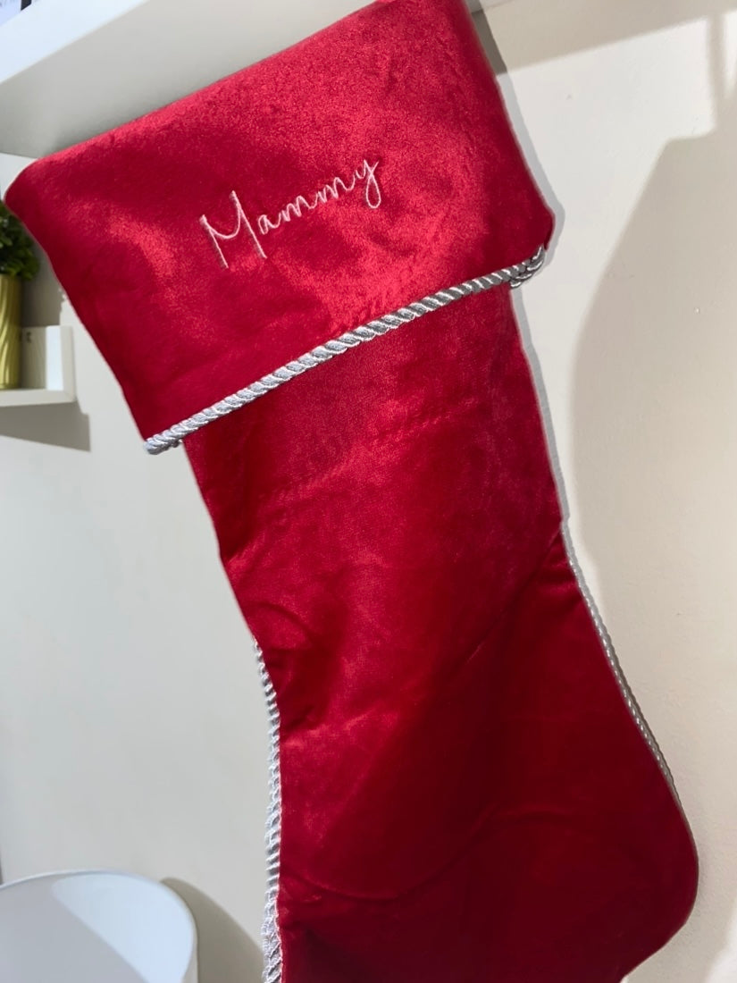 Red Velvet Santa Stockings - Personalised