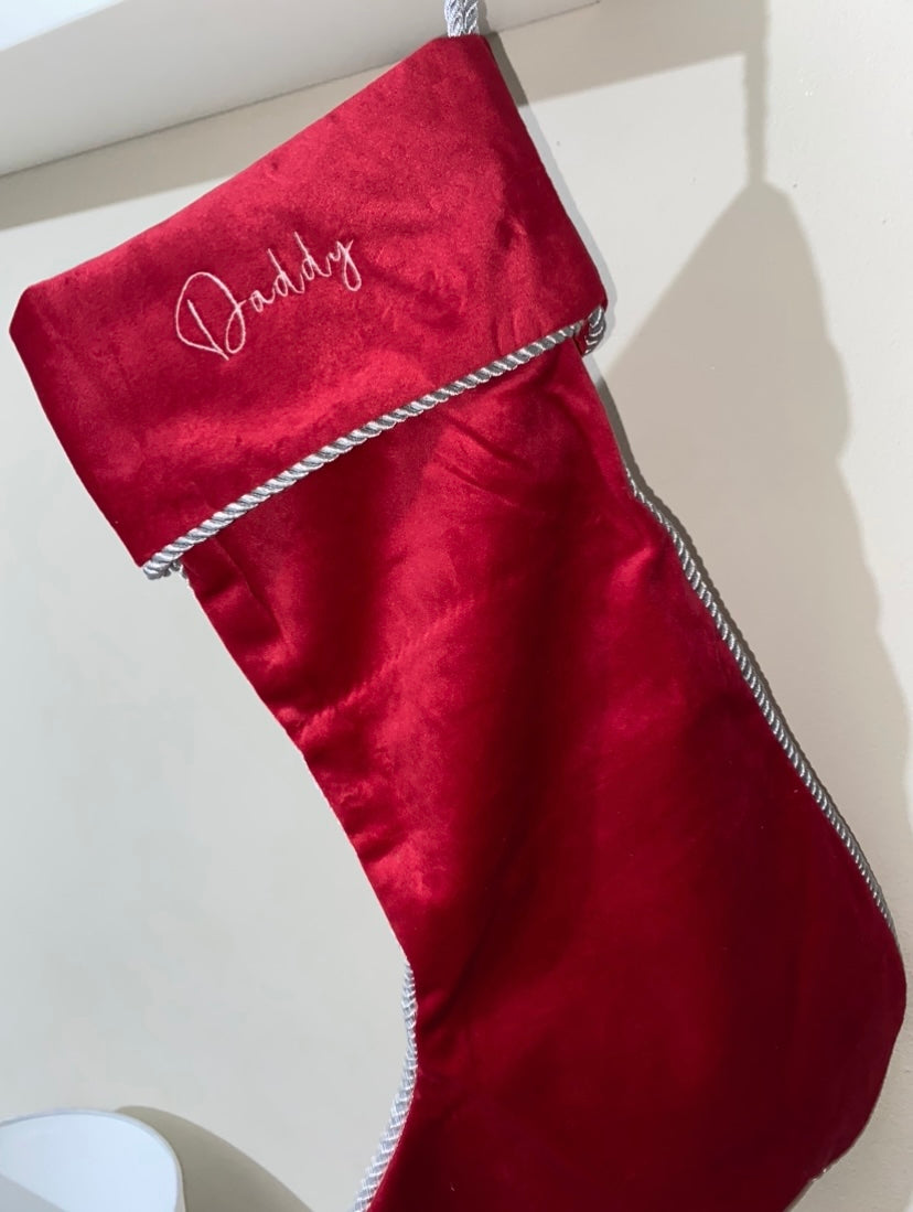 Red Velvet Santa Stockings - Personalised