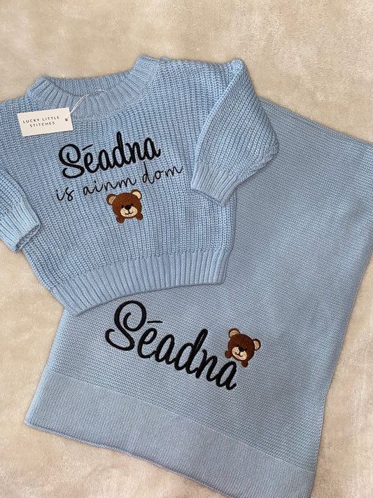 Jumper & Blanket Bundle - Is ainm dom (blue)