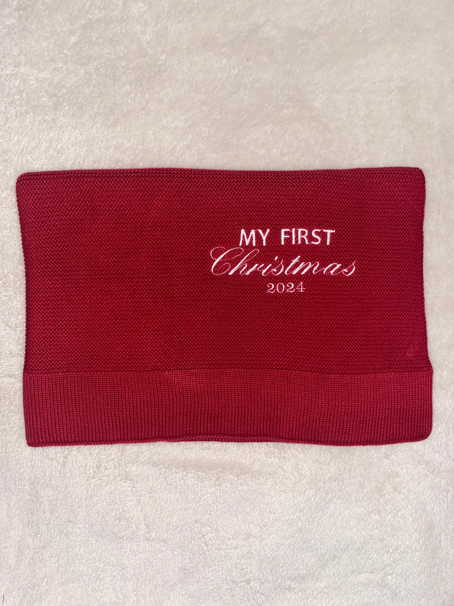 Red Cotton Knit Blanket - Personalised