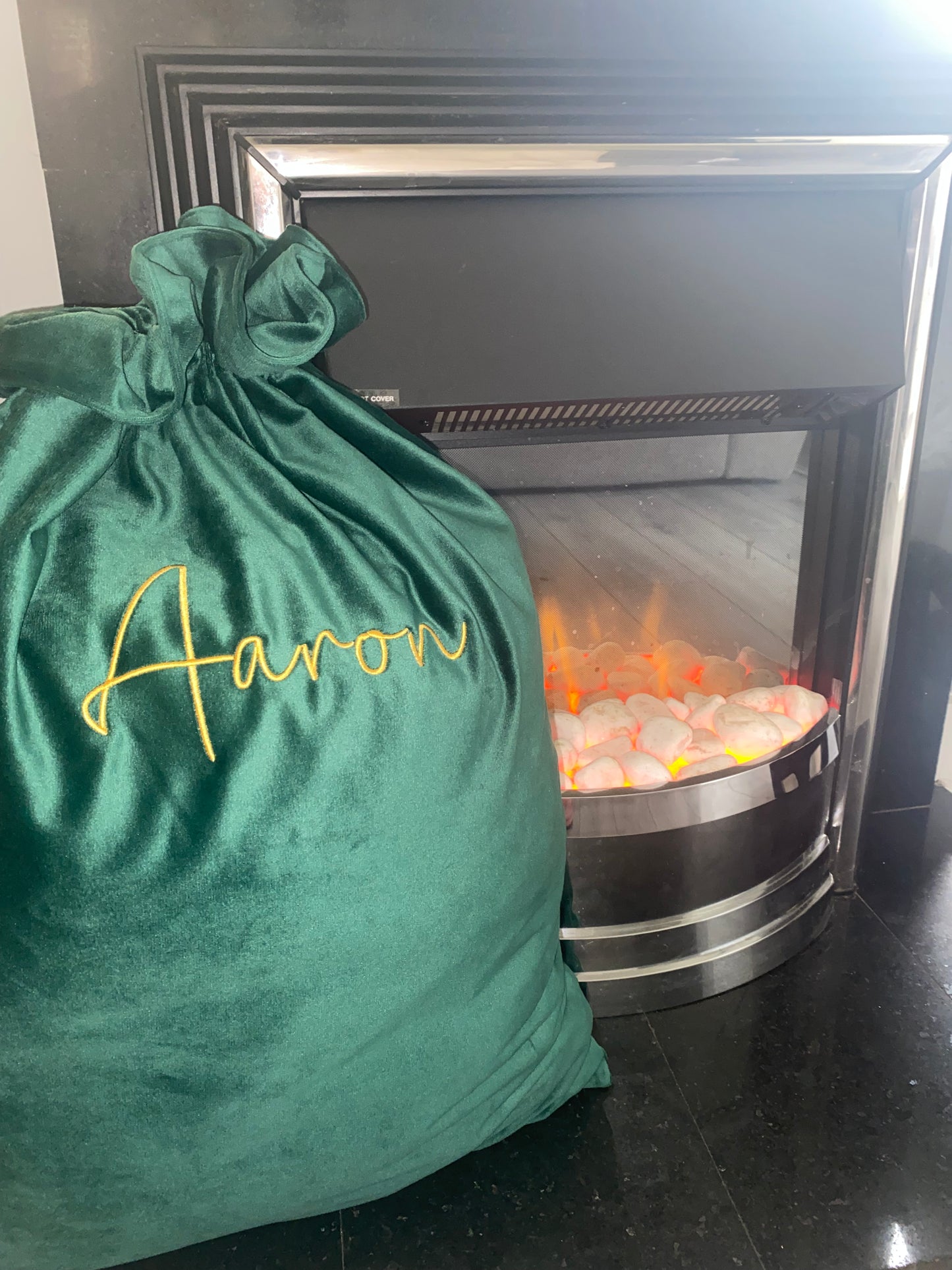 Green Double Velvet Santa Sacks - Personalised