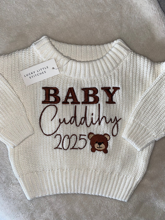 White Baby Announcement Jumper