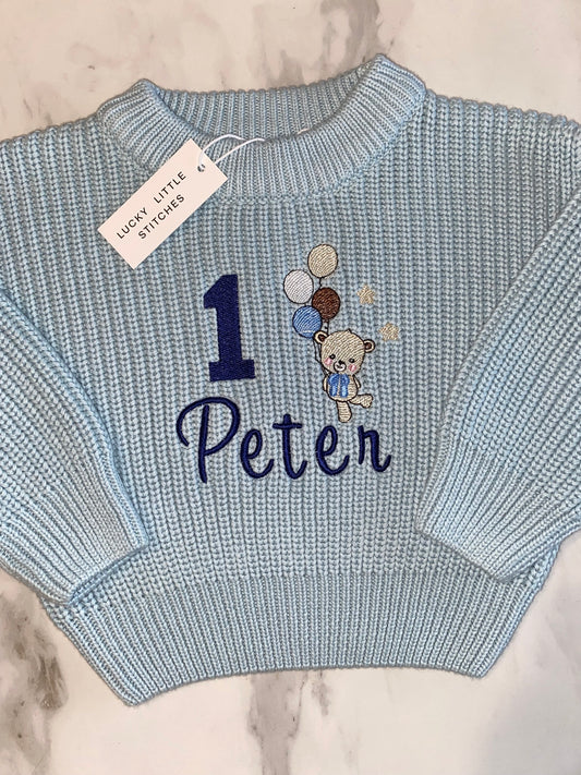 Birthday Cotton Knit - Bear & Balloon