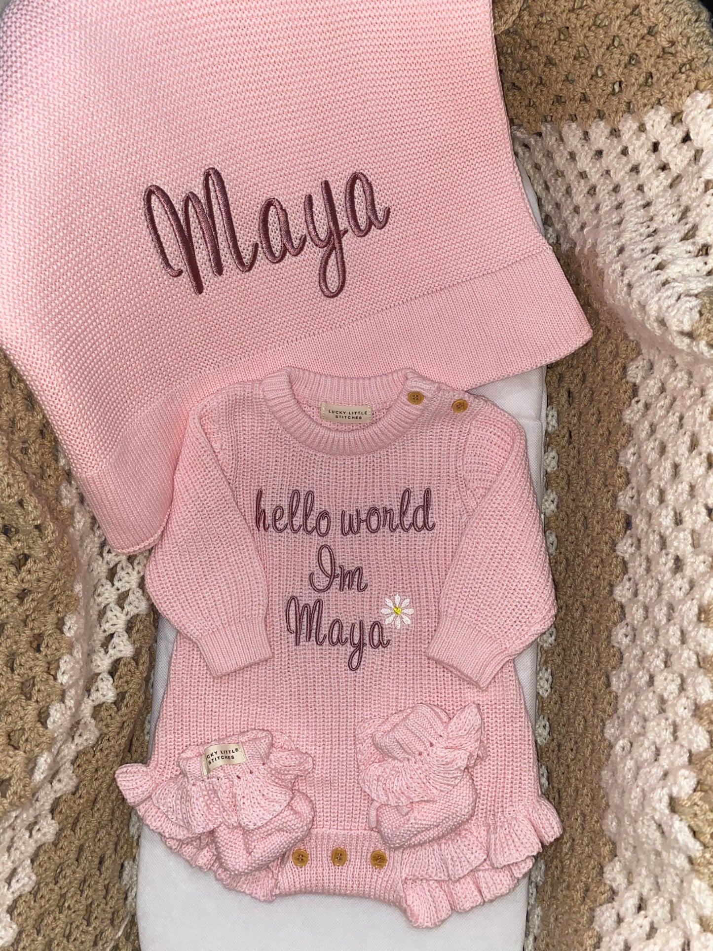 Frilly Romper, Booties & Blanket Bundle