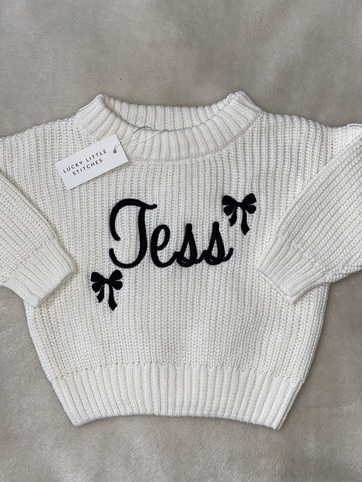 White Chunky Cotton Knit Jumper - Personalised