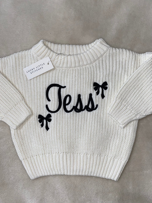 White Chunky Cotton Knit Jumper - Personalised