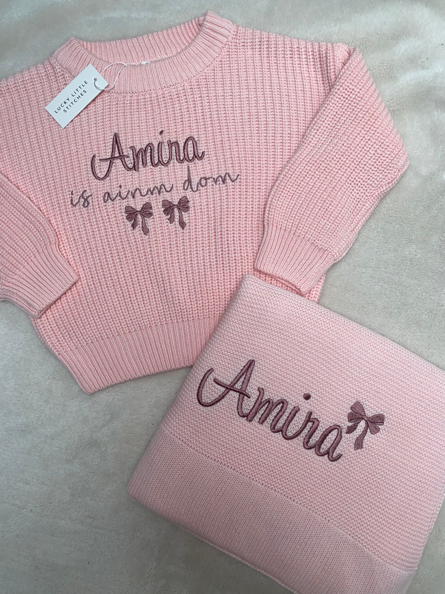 Jumper & Blanket Bundle - Is ainm dom (pink)