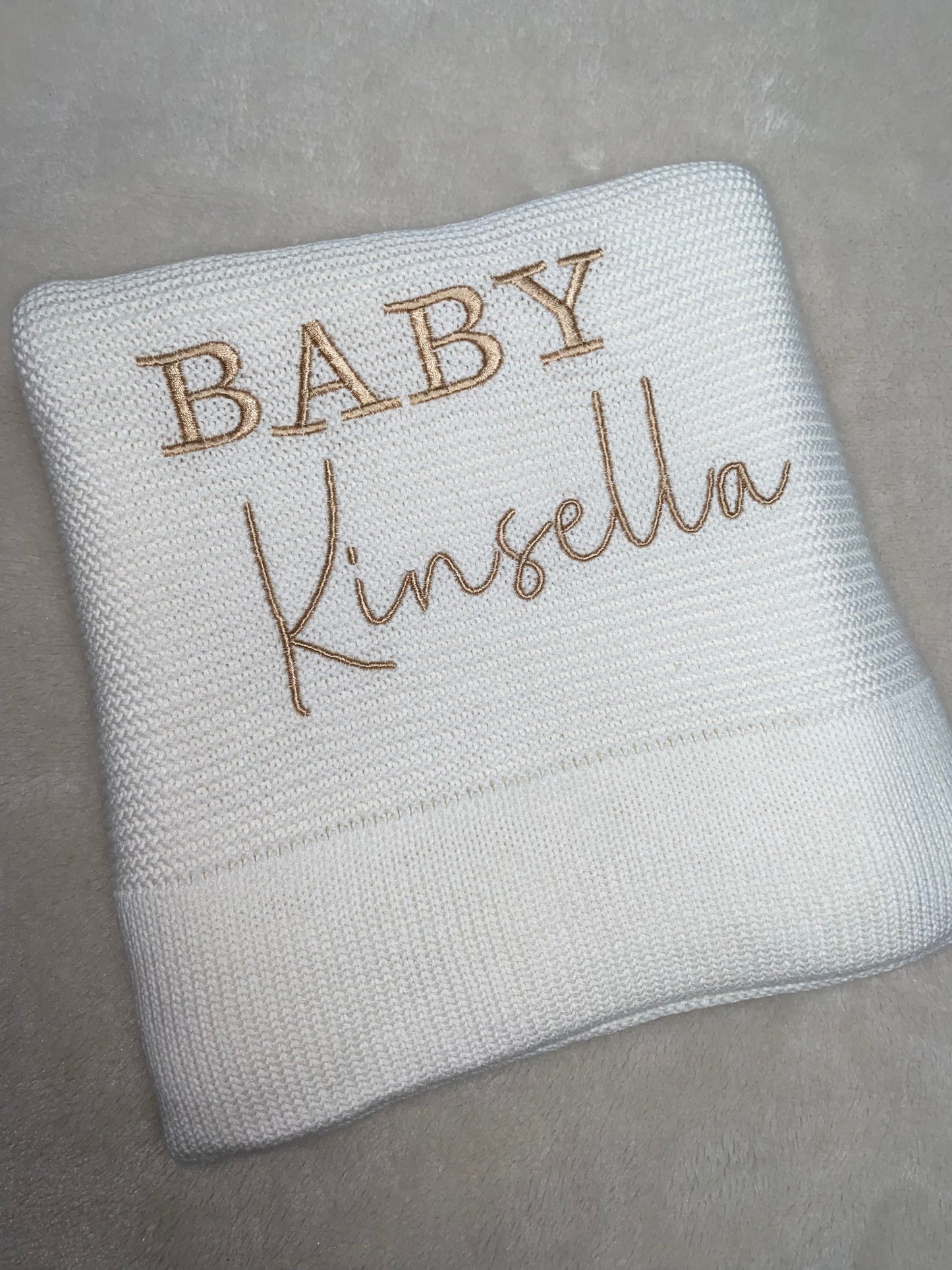 White Cotton Knit Blanket - Personalised