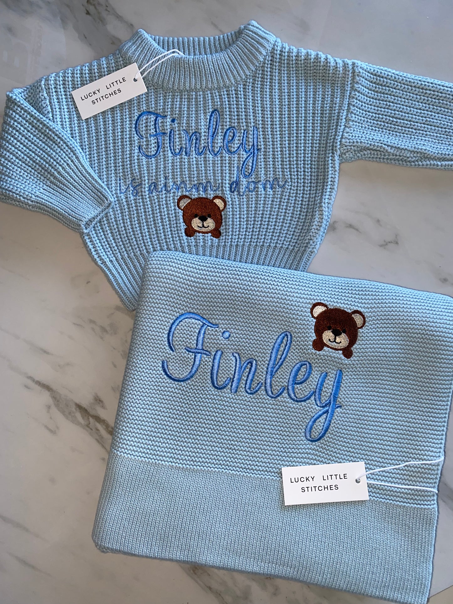 Jumper & Blanket Bundle - Is ainm dom (blue)