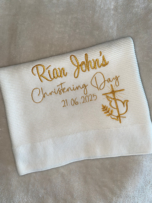 White Christening Blanket