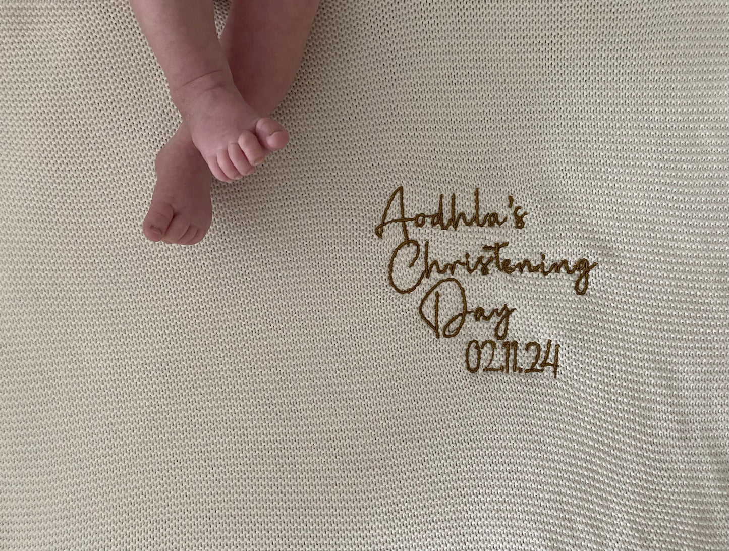 White Cotton Knit Blanket - Personalised